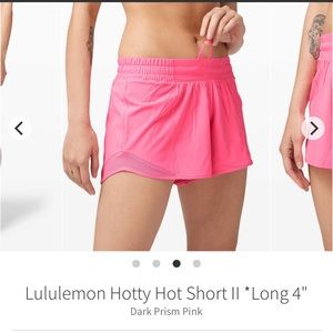 Lululemon Hotty Hot shorts II 4” Dark Prism Pink Size 4 RARE
